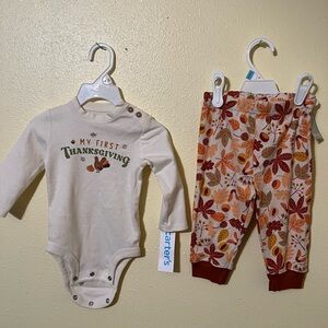 Carter's Cream and Red Thanksgiving Baby Set